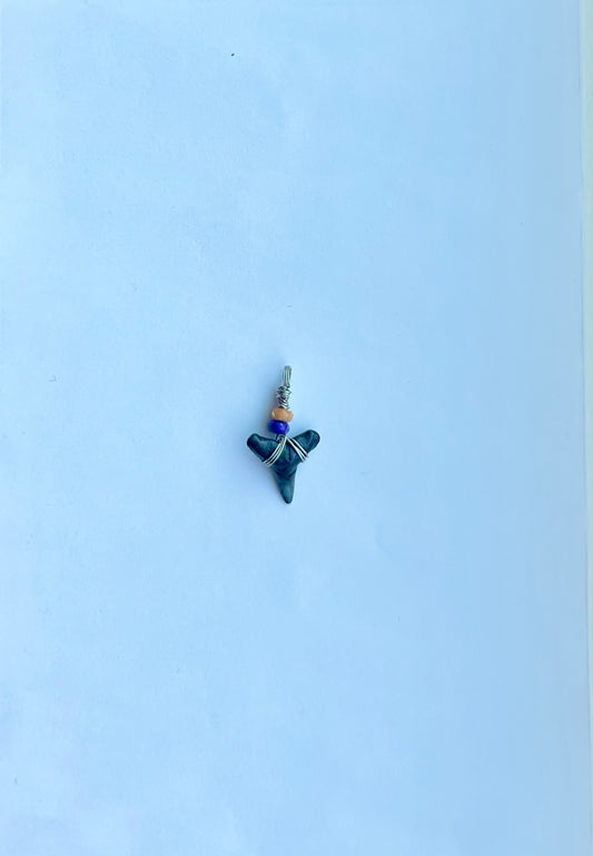 Purple & Orange Beaded Shark Tooth Pendant