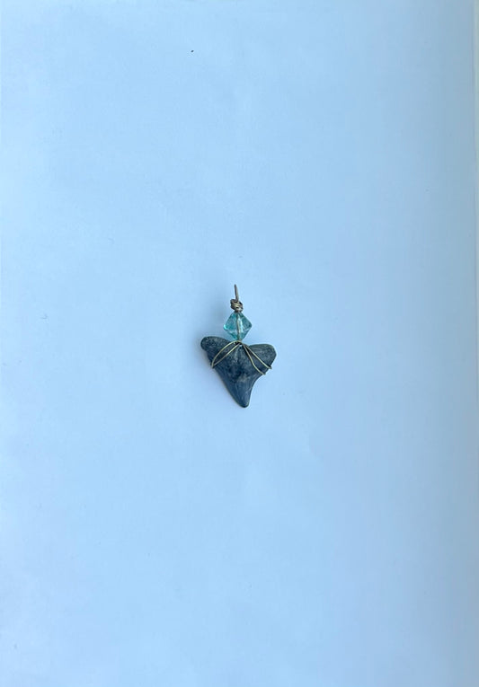 Turquoise Beaded Shark Tooth Pendant