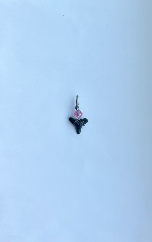 Pink Beaded Shark Tooth Pendant