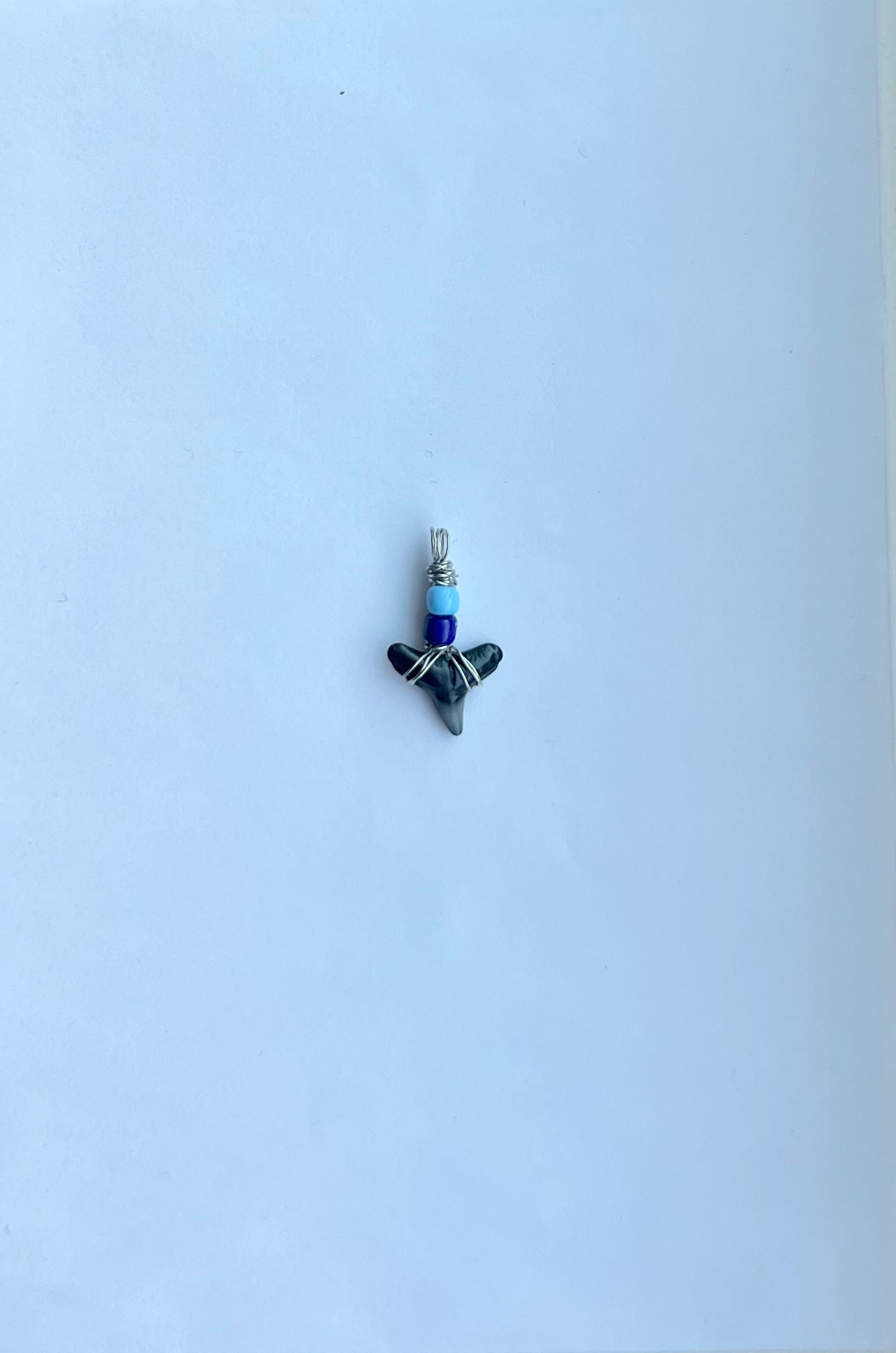 Blue Beaded Shark Tooth Pendant